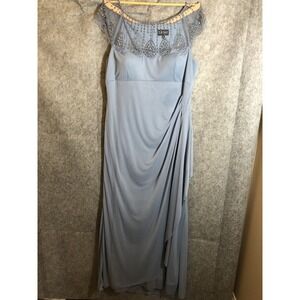 DJ-JAZ Dress 18 Blue Rhinestone Tuille Rouch Formal Gown Mother Bride Evening